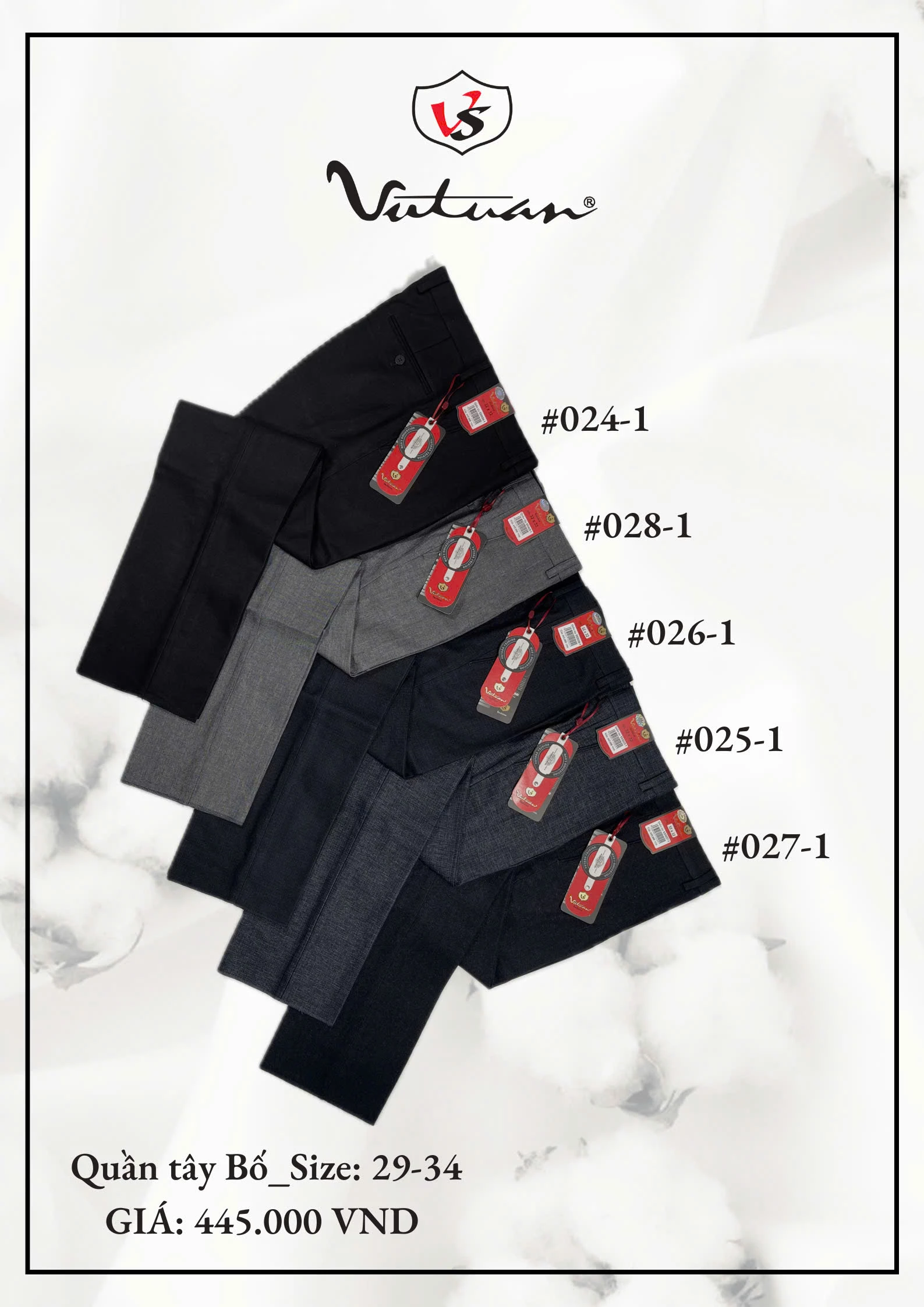 Quần Tây Bố Size 29 - 34 VT1