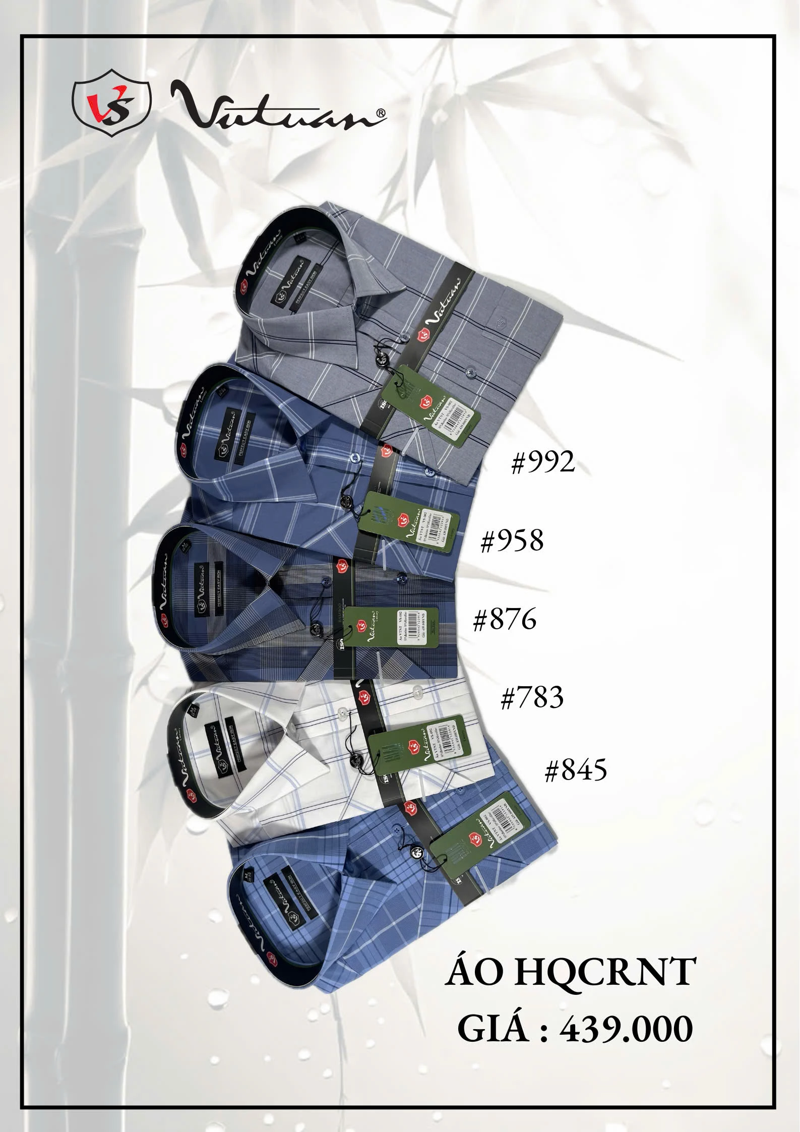 Áo Sơ Mi HQ Ngắn Tay Cổ Rộng VT4