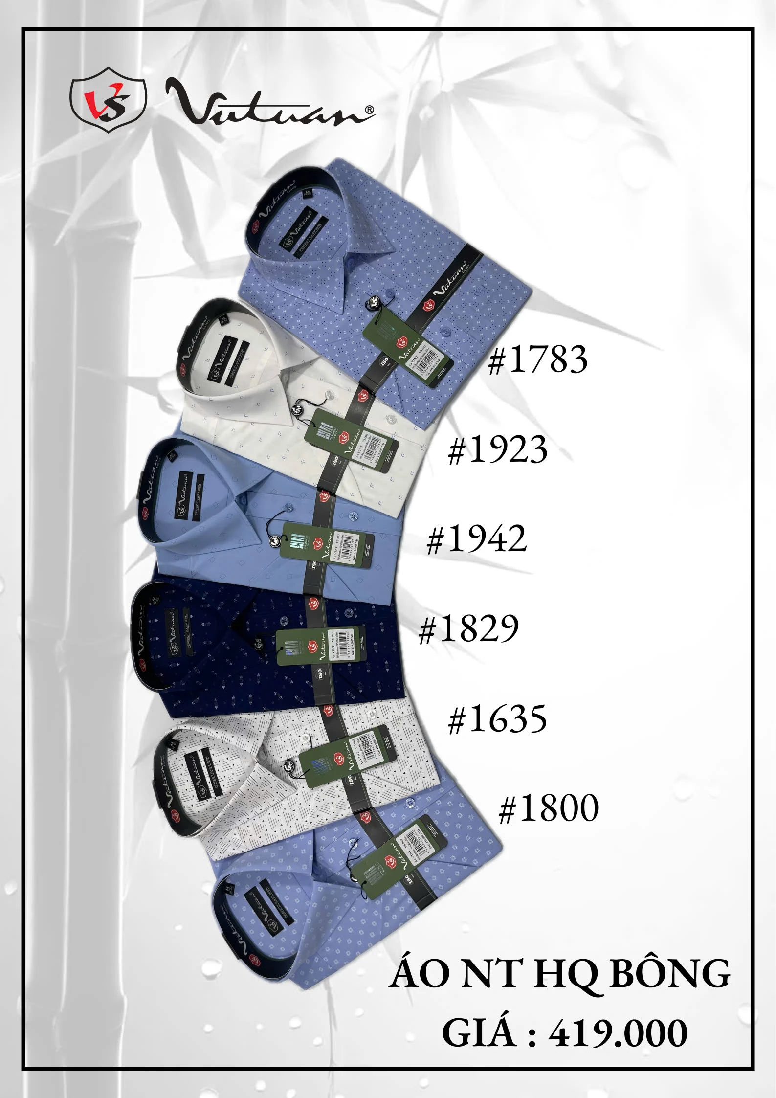 Áo Sơ Mi HQ Bông Ngắn Tay VT5