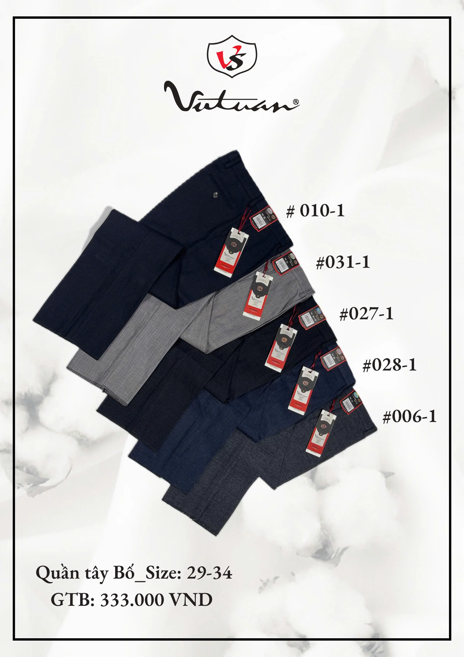 Quần Tây Bố Size 29 - 34 VT4