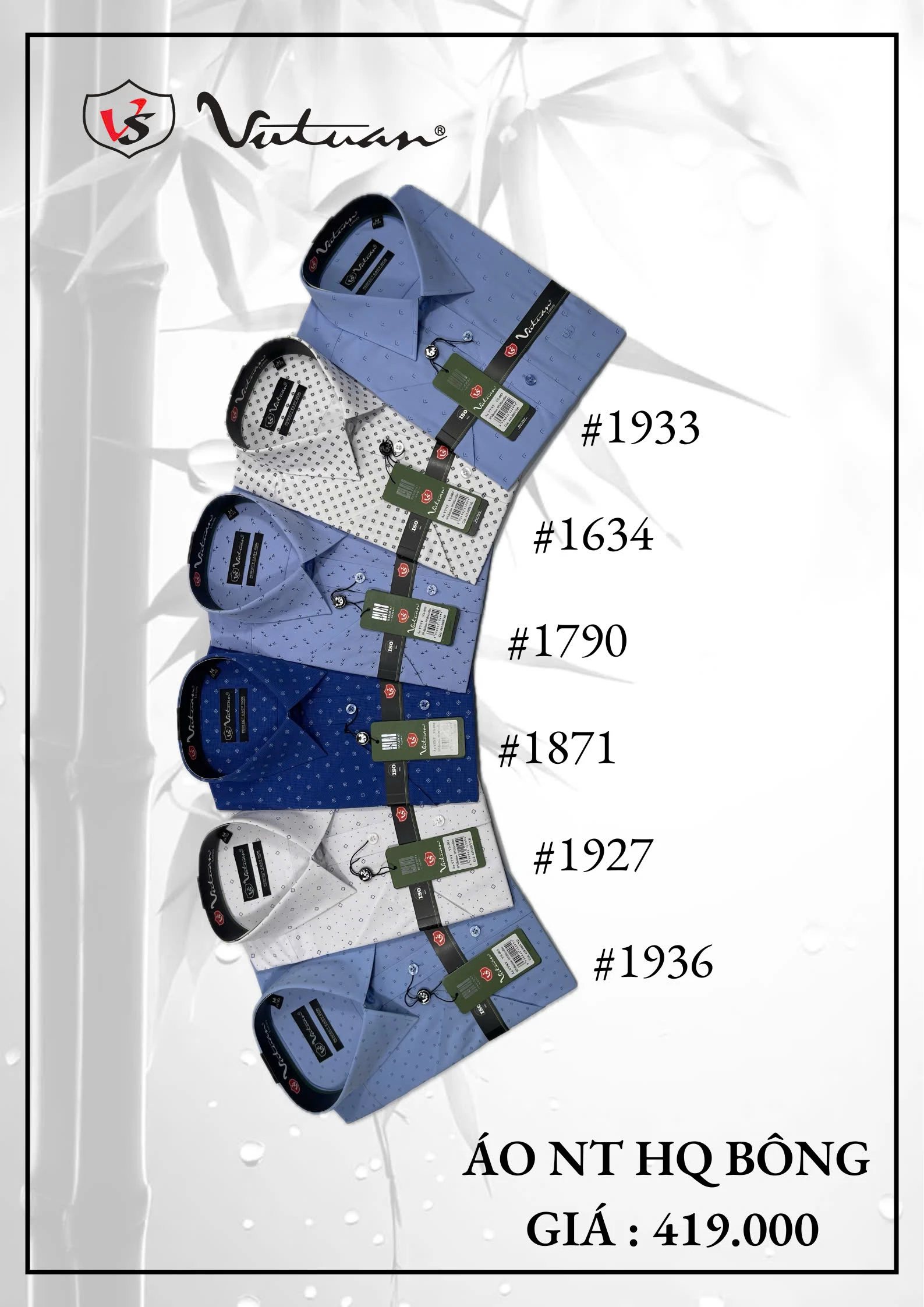 Áo Sơ Mi HQ Bông Ngắn Tay VT4